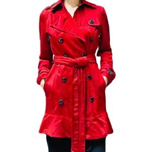 Vintage Andrew Marc Red Trench Coat Size XS